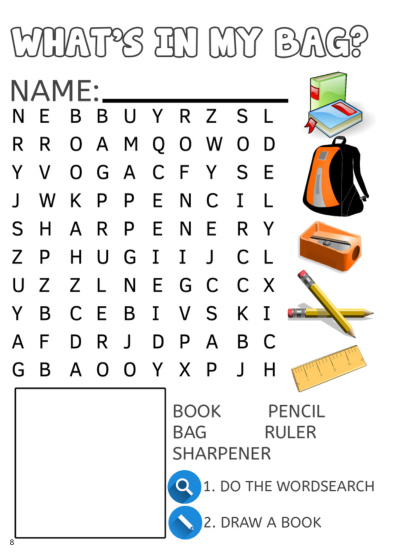 What's in my bag wordsearch